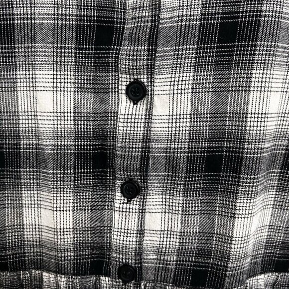 BeachLunchLounge Josepphine Smocked Babydoll Plaid Long Sleeve Dress Cotton XL - Picture 5 of 11